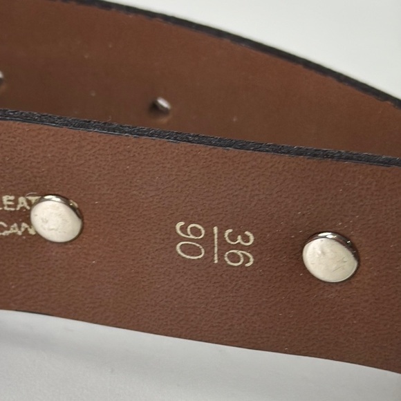 Down the Middle Brown Leather Belt with Silver Accents - Picture 3 of 7